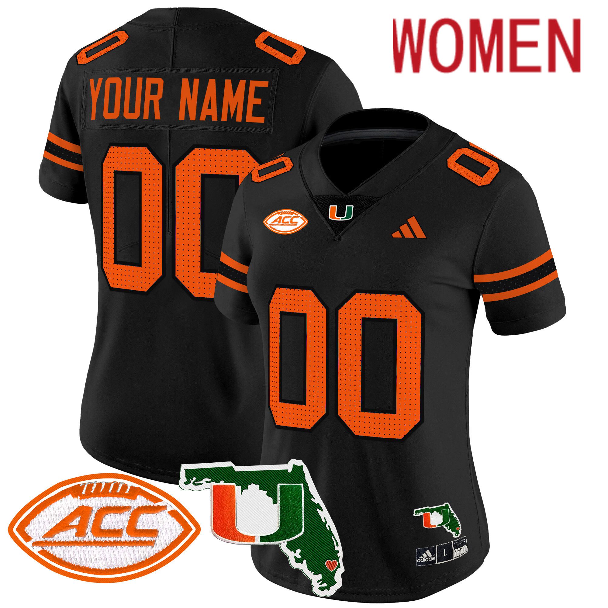 Women Miami Hurricanes Black 2024 Florida Patch Vapor Limited Custom NCAA Jersey